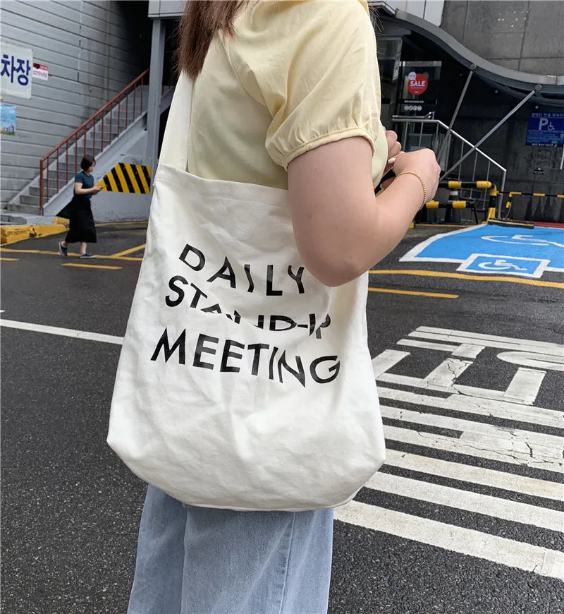 Canvas Crossbody Shoulder Bag Harajuku Style Letter Printing
