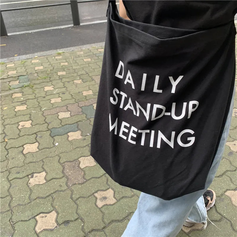 Canvas Crossbody Shoulder Bag Harajuku Style Letter Printing