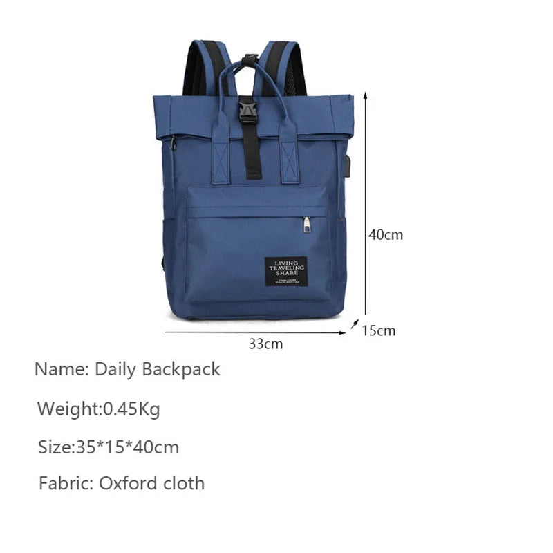 Crossten Lady's 15" Laptop Backpack Canvas Travel Bag USB Port