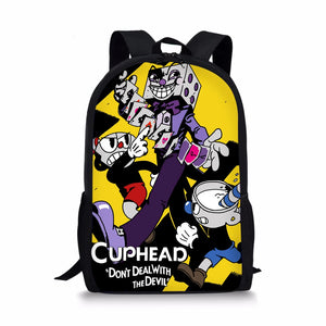 Cup Head Pattern Print School Bag Daily Travel Climbing Backpack