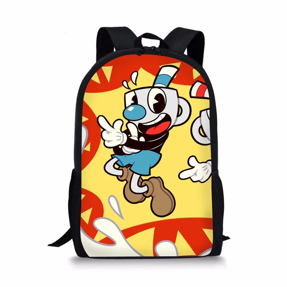 Cuphead Mugman Backpack for Kids, School Bag for Girls, Travel Bag for Teens