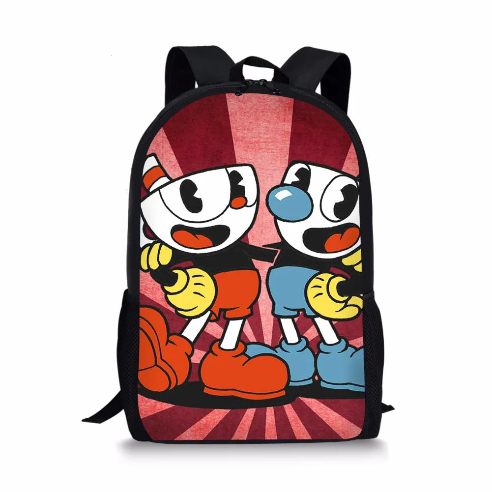 Cuphead Mugman Backpack for Kids, School Bag for Girls, Travel Bag for Teens