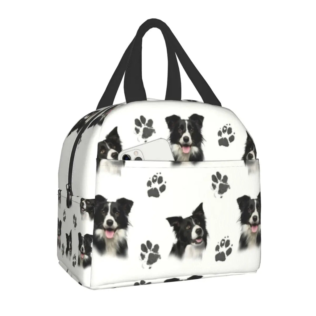 Border Collie Lunch Bag Insulated Cooler for Kids School Fresh Storage