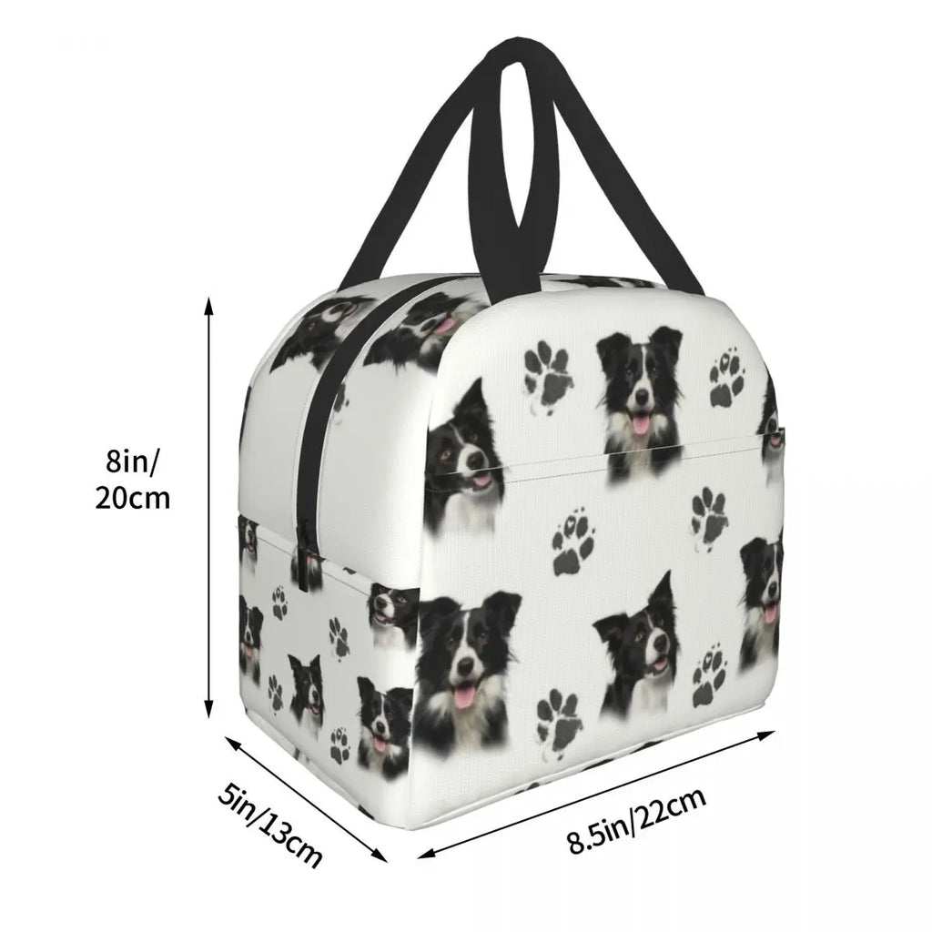 Border Collie Lunch Bag Insulated Cooler for Kids School Fresh Storage