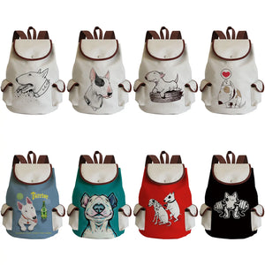 Bull Terrier Dog Print Women Backpack Casual Handbag School Traveling Pack