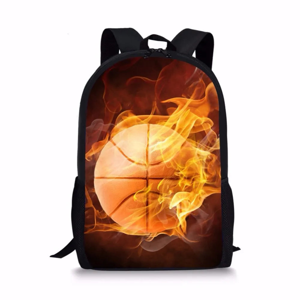 Fire Basketballs Kid's School Bag for Boys Big Capacity