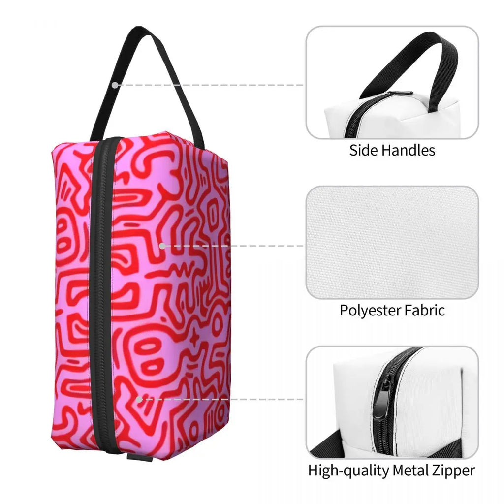 Keith Haring Doodles Travel Cosmetic Bag Women Makeup Toiletry Organizer