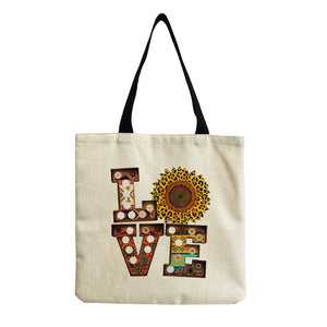 Cartoon Love Printed Handbags Eco Friendly Foldable Outdoor Shopping Bag Women S