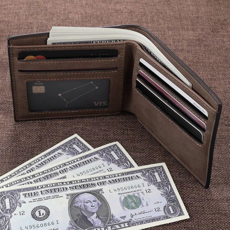 Engraved PU Leather Men's Bifold Wallet with Photo Inscription