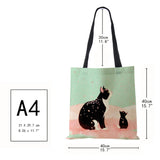 Cartoon Cat Print Tote Bag for Women Reusable Shoulder Bags