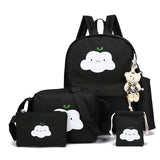 Cartoon Print Canvas Backpack Kids School Crossbody Bag