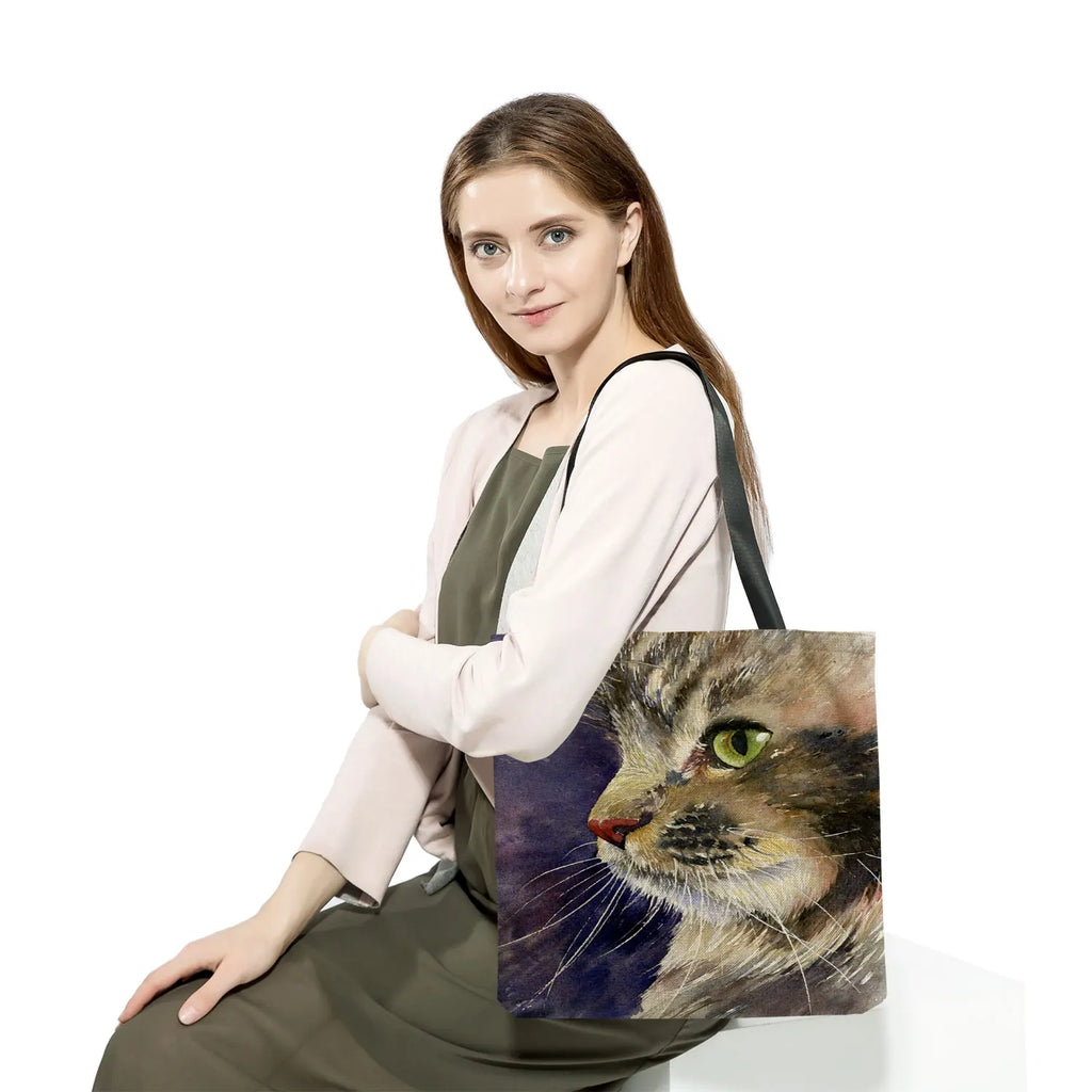 Cat Oil Painting Eco Reusable Handbag Totes
