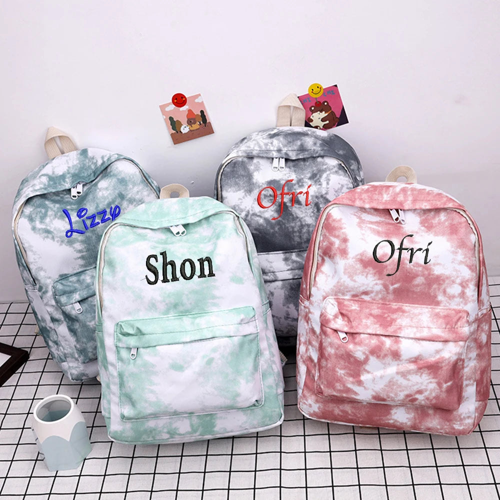 Personalized Name Embroidery School Bag Large Capacity Student Backpack