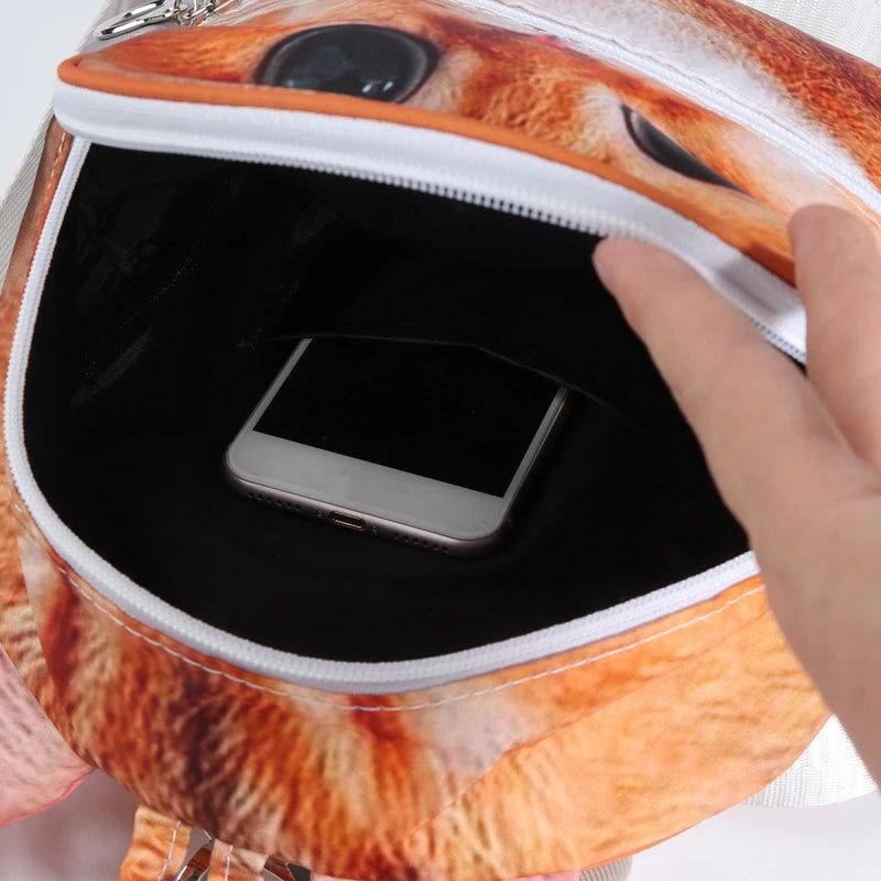 3D Animal Cat Print Backpack Lightweight Travel Rucksack Shoulder Bag