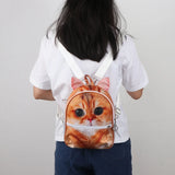 3D Animal Cat Print Backpack Lightweight Travel Rucksack Shoulder Bag