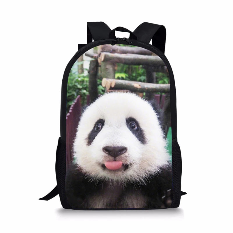 3D Panda Print Kids Backpack Boys Girls Back Pack School Bags