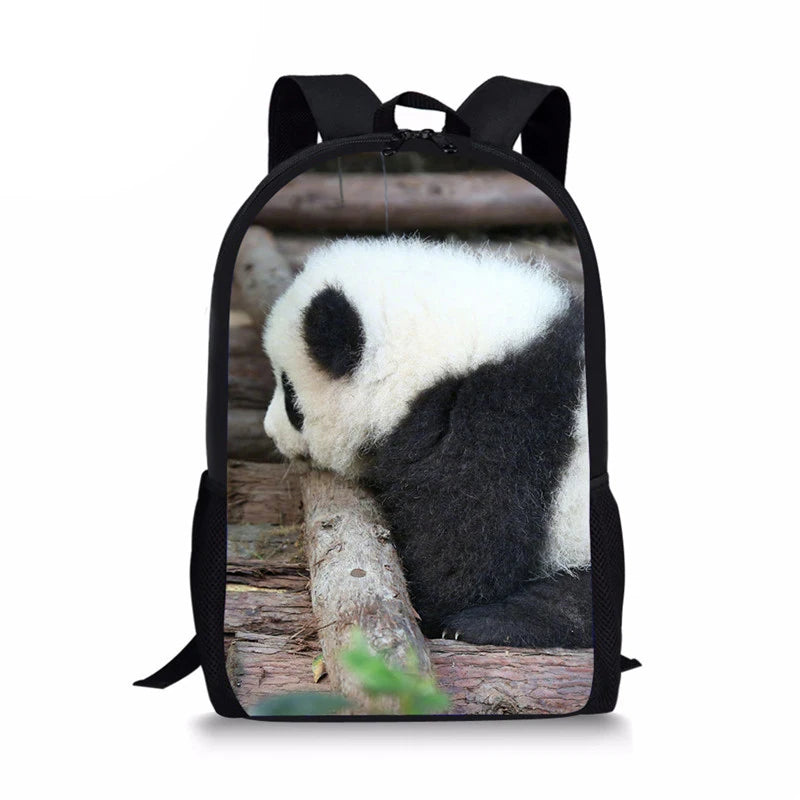 3D Panda Print Kids Backpack Boys Girls Back Pack School Bags
