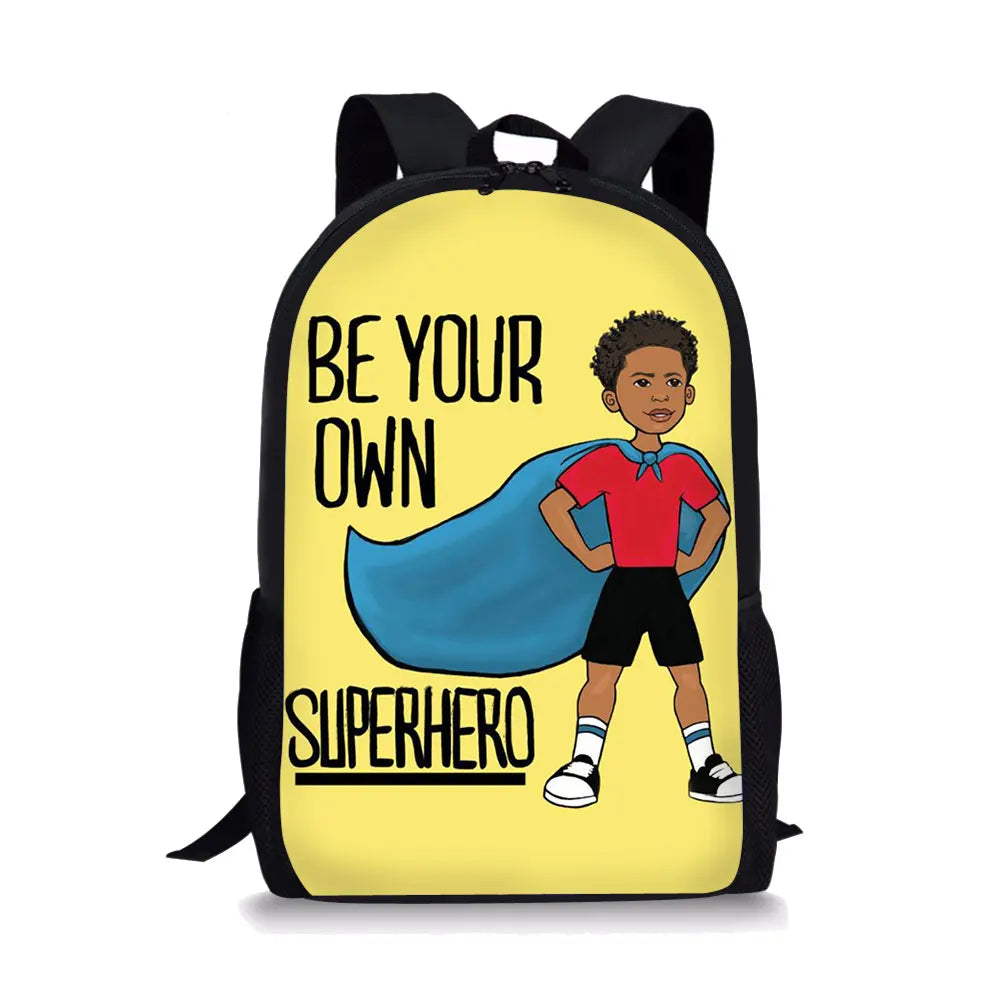Afro Boys 3D Print Kids Backpack School Bags
