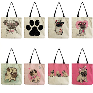 Cartoon Dog Print Tote Bag, Large Capacity Shoulder Bag