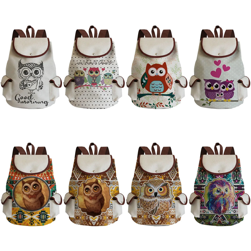 Animal Large Capacity Eco Linen Drawstring Children Backpack