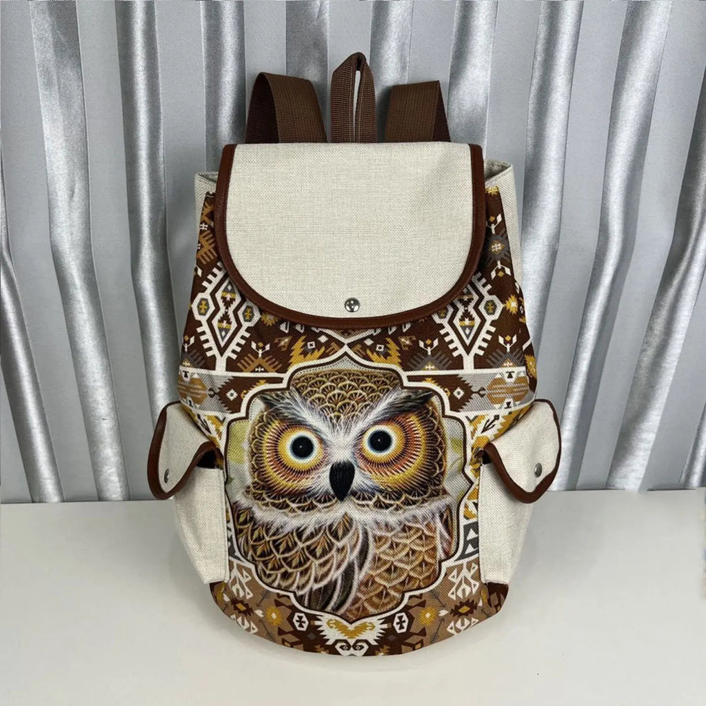 Animal Large Capacity Eco Linen Drawstring Children Backpack