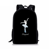 Ballet Girls 3D Pattern School Backpack Piano Keyboard Large Book Bagpack