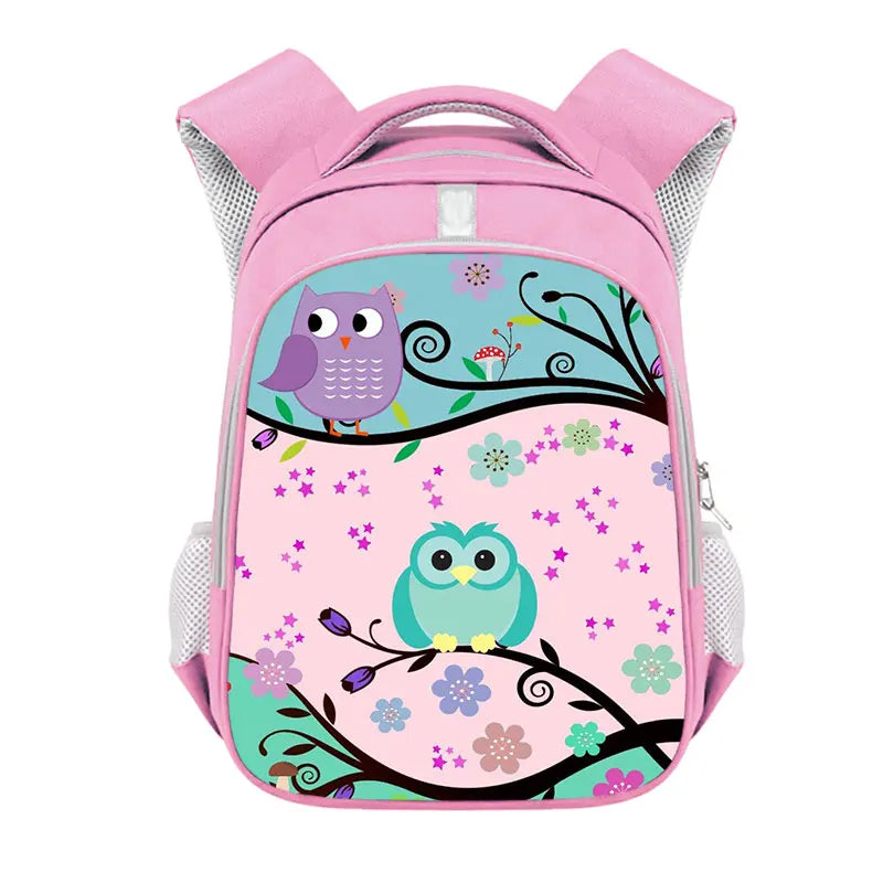 Bird Owl Pattern Girls Backpack Children School Bags Cartoon Canvas