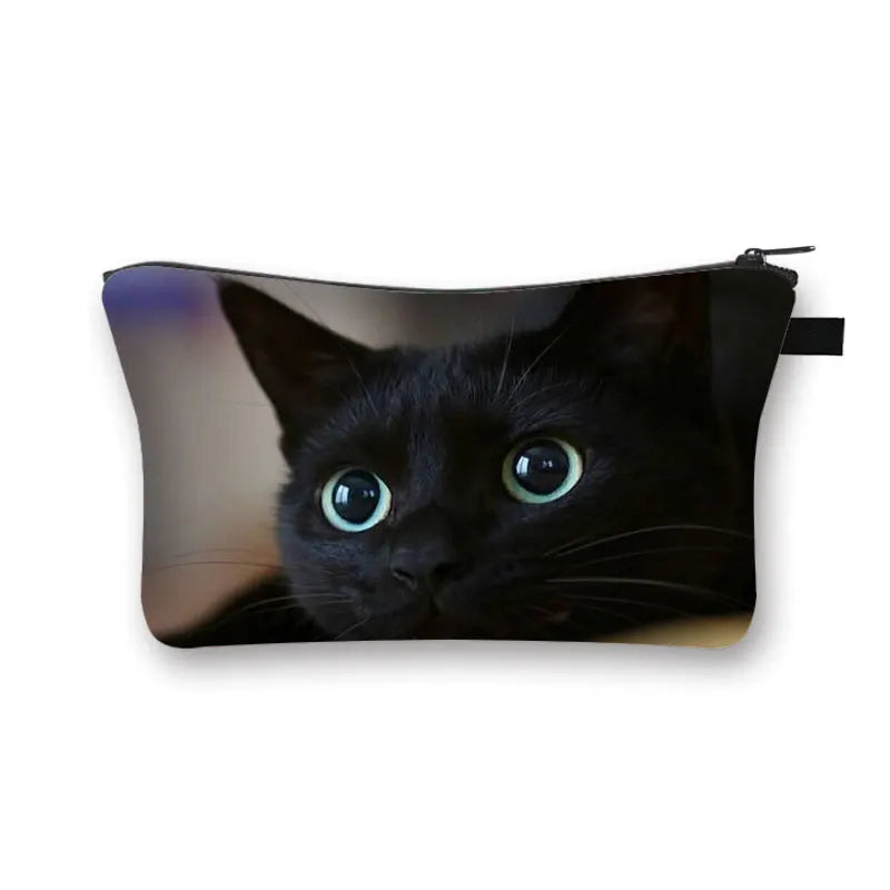 Cat Cosmetic Organizer Bag Pure Cat Prints Cosmetic Bag Women Makeup Bag