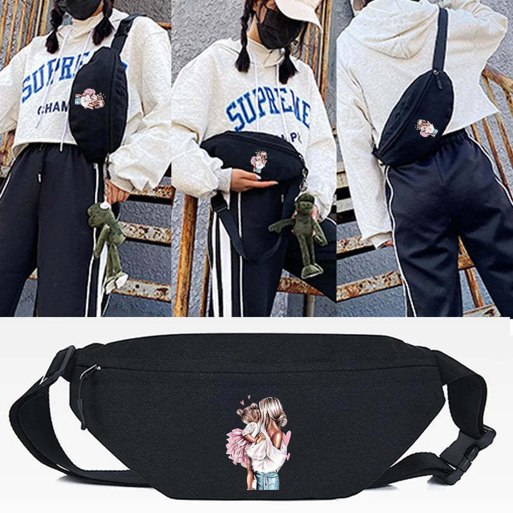 Boy Print Waist Pack Sport Chest Bag Shoulder Bag Men Belt Bags