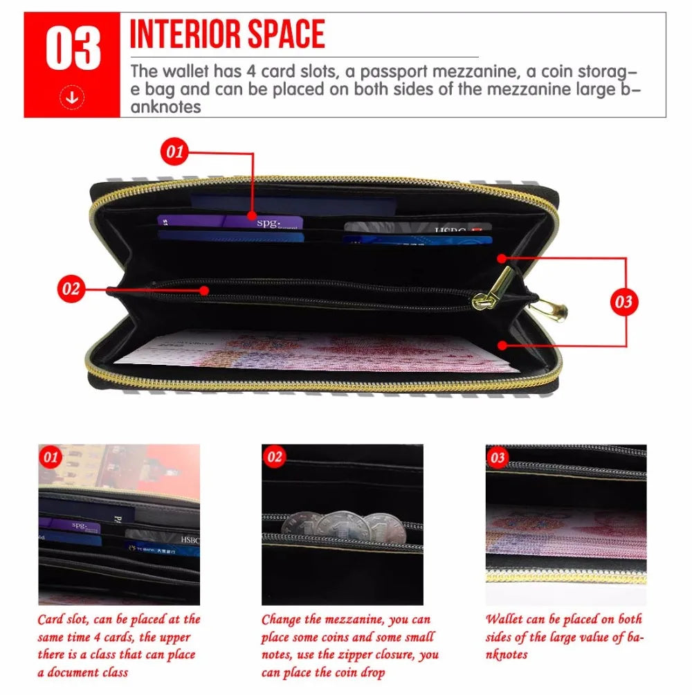 Bulldog 3D Print Purse Wallets Women Long Leather Wallet