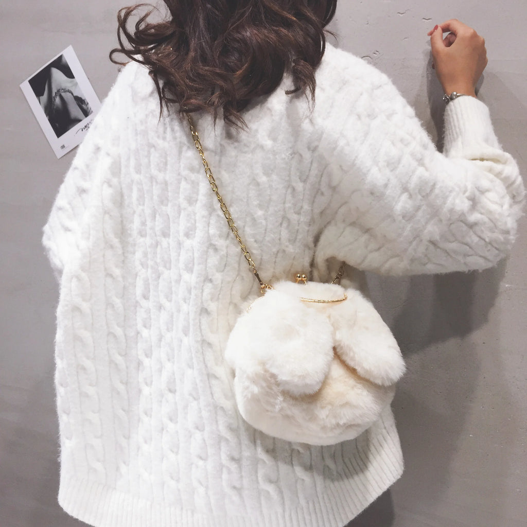 Bunny Ear Plush Bag Handbag Cross-body One Shoulder Bag