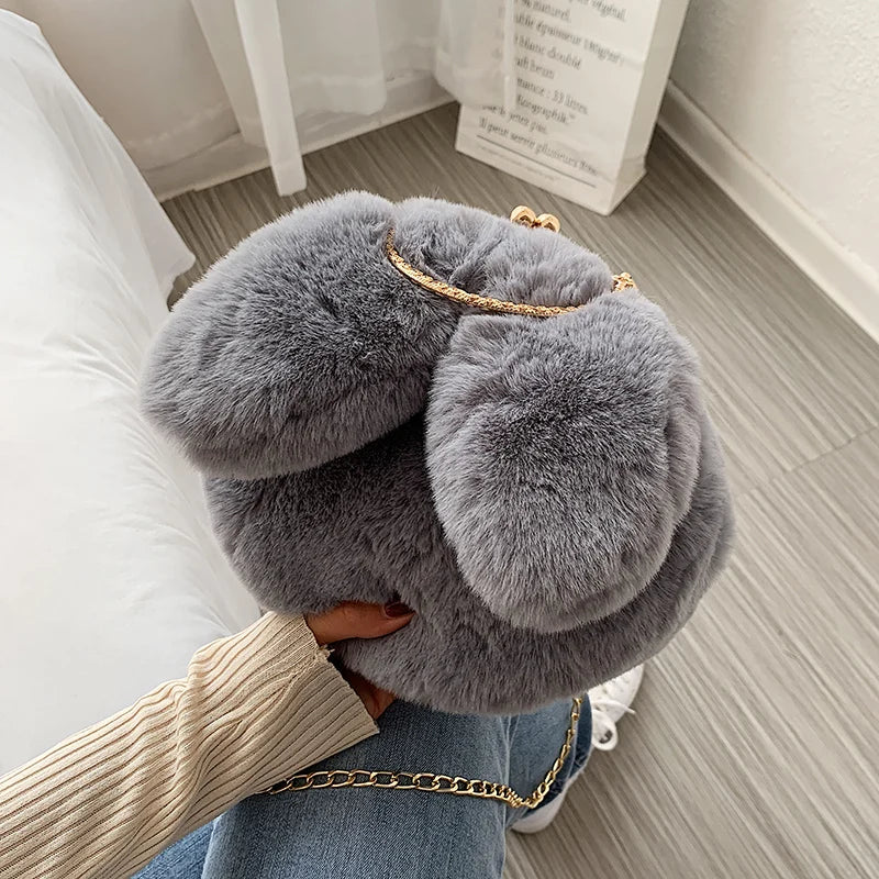 Bunny Ear Plush Bag Handbag Cross-body One Shoulder Bag