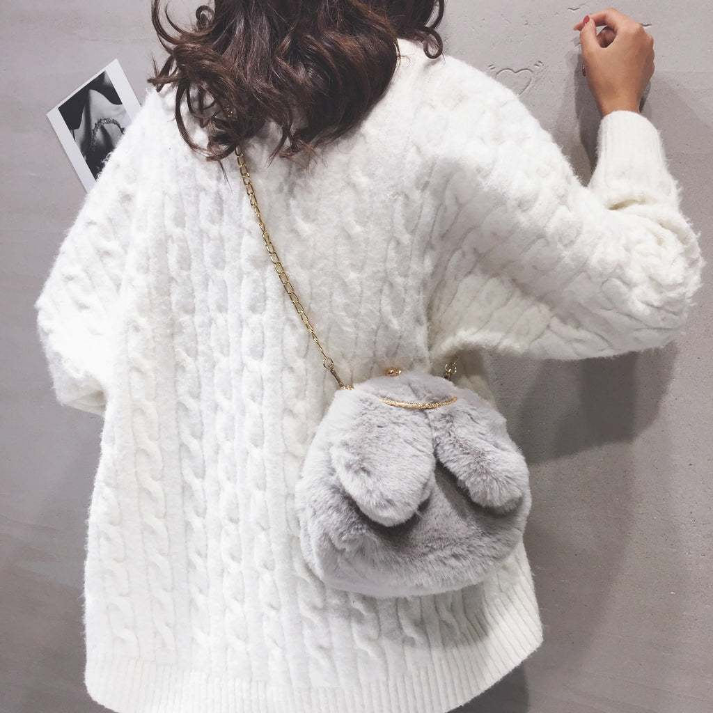 Bunny Ear Plush Bag Handbag Cross-body One Shoulder Bag