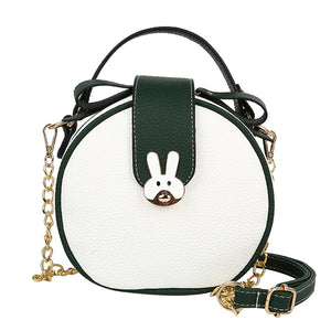 Bunny Women's Handbag Round Crossbody Bag with Metal Chain
