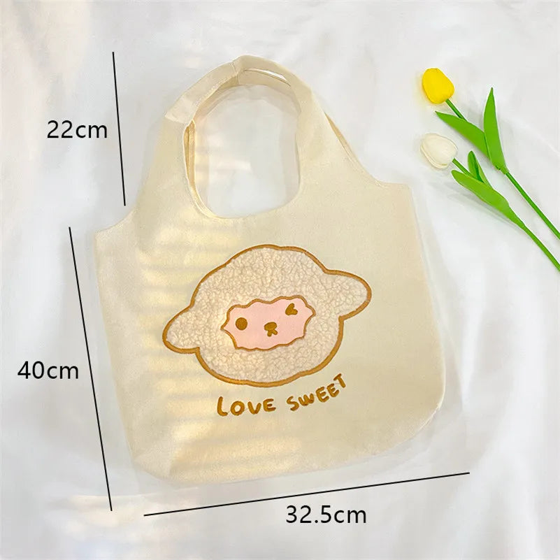Canvas Bag Student Shoulder Bags Large-Capacity Reusable Shopping Bag