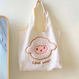 Canvas Bag Student Shoulder Bags Large-Capacity Reusable Shopping Bag