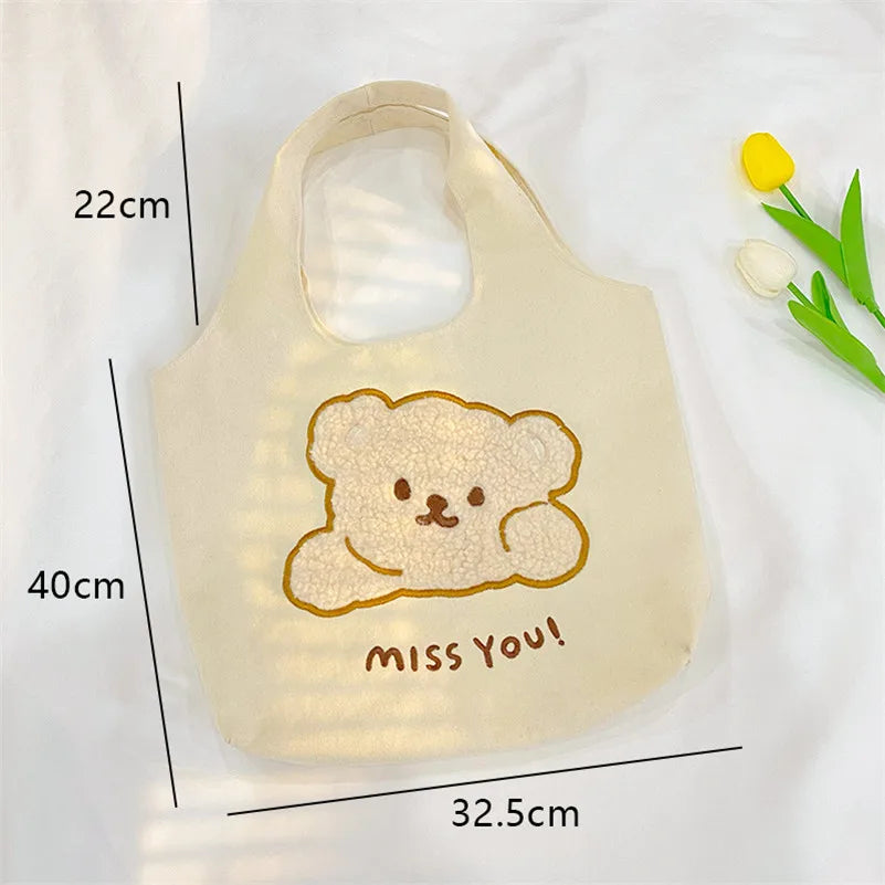 Canvas Bag Student Shoulder Bags Large-Capacity Reusable Shopping Bag