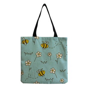 Cartoon Bee Floral Print Casual Bags Eco Friendly Shopper Bags