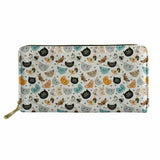 Cartoon Cat Puzzle Long Wallet PU Leather Clutch for Girls Zipper Purse