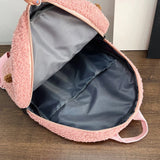 Cartoon Girls Fleece Backpack Parent Child School Bags Rucksack