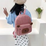 Cartoon Girls Fleece Backpack Parent Child School Bags Rucksack