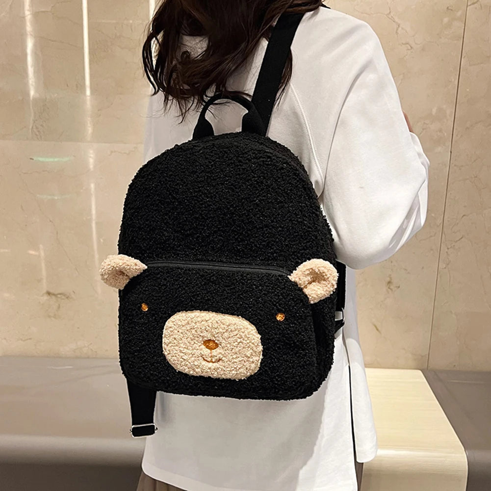 Cartoon Girls Fleece Backpack Parent Child School Bags Rucksack