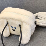 Cartoon Dog Women's Shoulder Bag Faux Lamb Wool Student Girls Clutch Purse