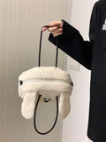 Cartoon Dog Women's Shoulder Bag Faux Lamb Wool Student Girls Clutch Purse