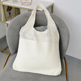 Cartoon Duck Green Tote Bag Crochet Knitting Shopping Women Top-handle Shoulder