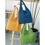 Cartoon Duck Green Tote Bag Crochet Knitting Shopping Women Top-handle Shoulder