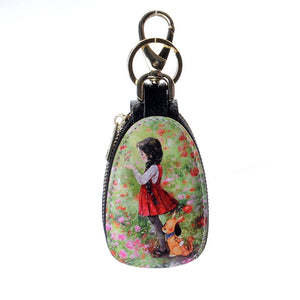 Cartoon Girl Key Bag Car Key Case Cover Women Mini Purse Key Holder Wallet