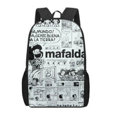 3D Mafalda Cartoon Pattern School Bag for Children