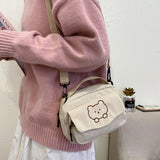 Cartoon Messenger Tote Bag Corduroy Bear Student Shoulder Bag
