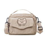 Cartoon Messenger Tote Bag Corduroy Bear Student Shoulder Bag